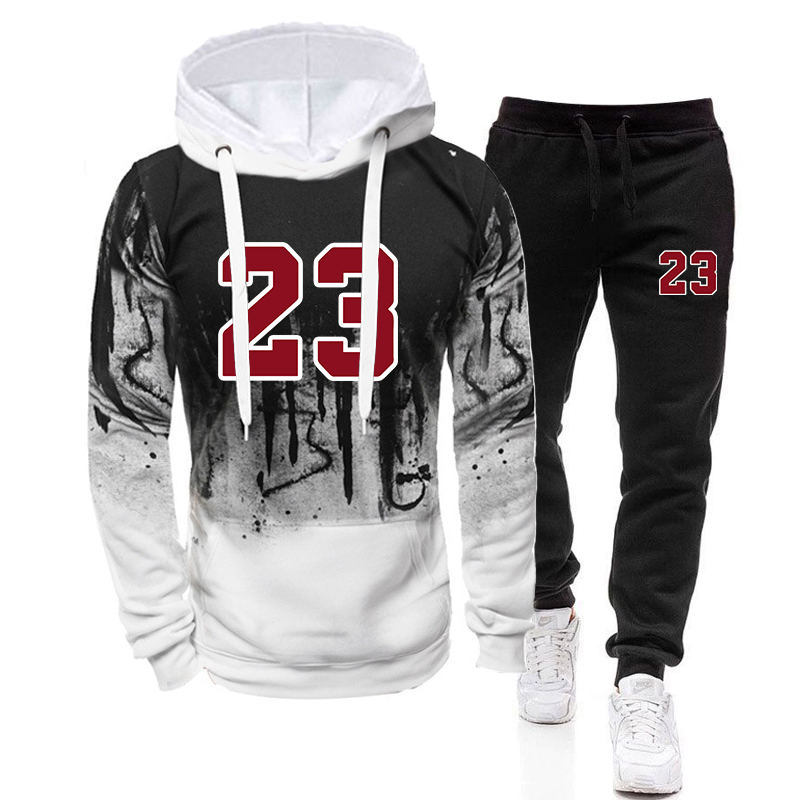 Winter Clothing Men Sale - Mens Tracksuit Sports Printing Casual Hooded