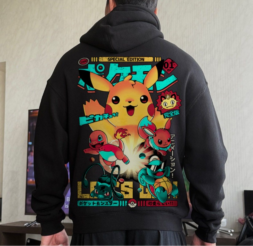Black Oversized 4xl Pok É Mon  - Winter Clothing In Japan ulasan dan harga