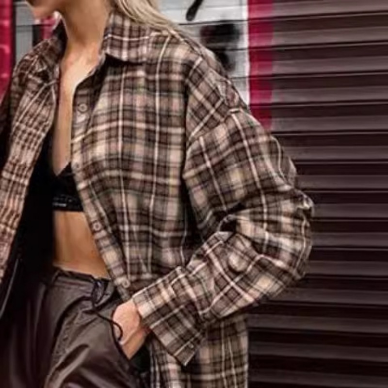 Casual Plaid Shirt Woman Loose - Winter Clothing Women Sale ulasan dan harga