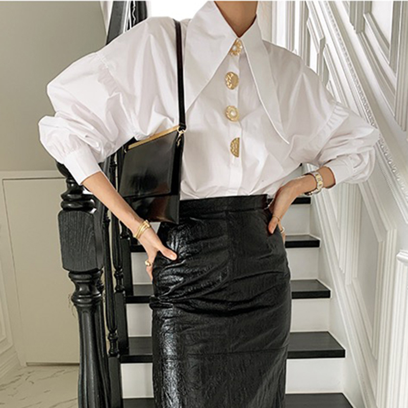 White Elegant Pearl Women Shir - Y2K Winter Clothing ulasan dan harga