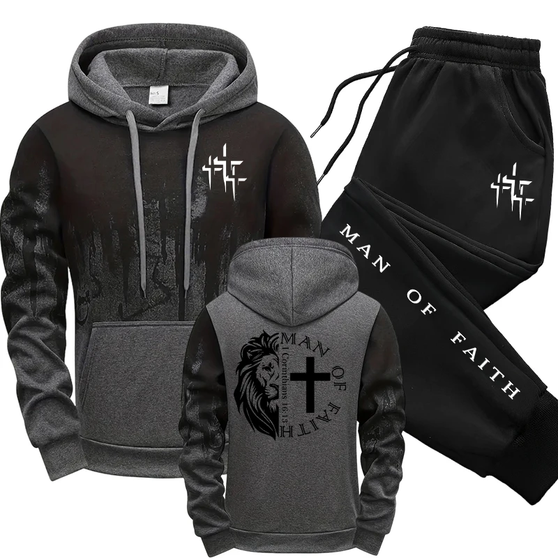 Man of Faith Pattern Men's Set - Winter Clothing Gear ulasan dan harga