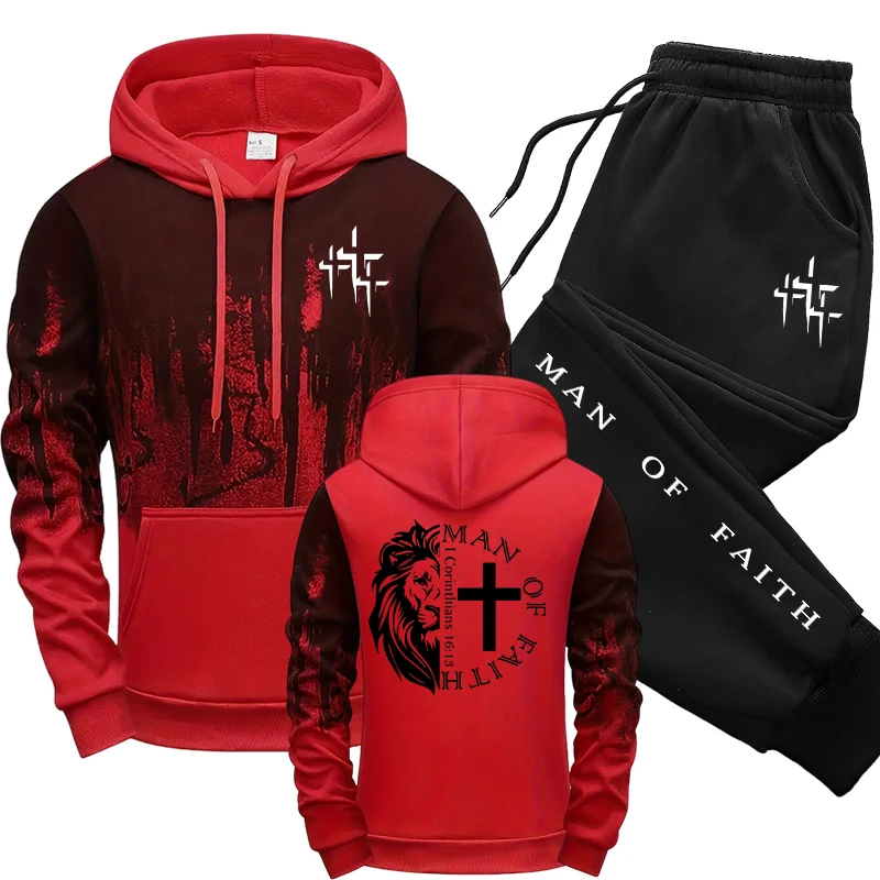 Man of Faith Pattern Men's Set - Winter Clothing Gear ulasan dan harga