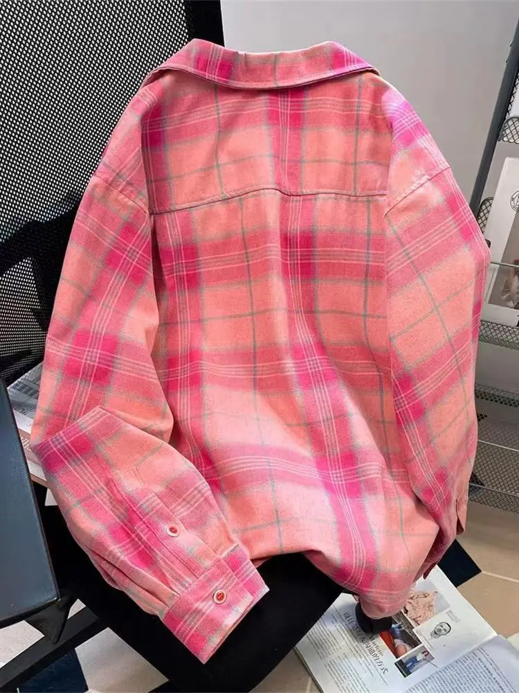 Y2k American Vintage Pink Plai - Y2K Winter Clothing ulasan dan harga