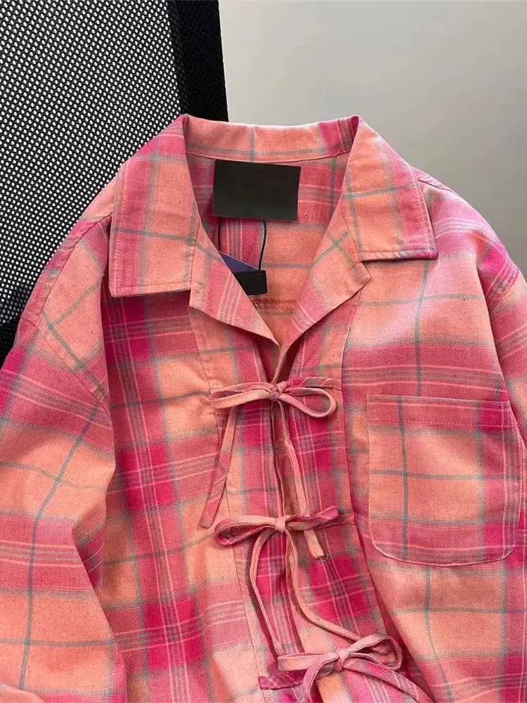 Y2k American Vintage Pink Plai - Y2K Winter Clothing ulasan dan harga