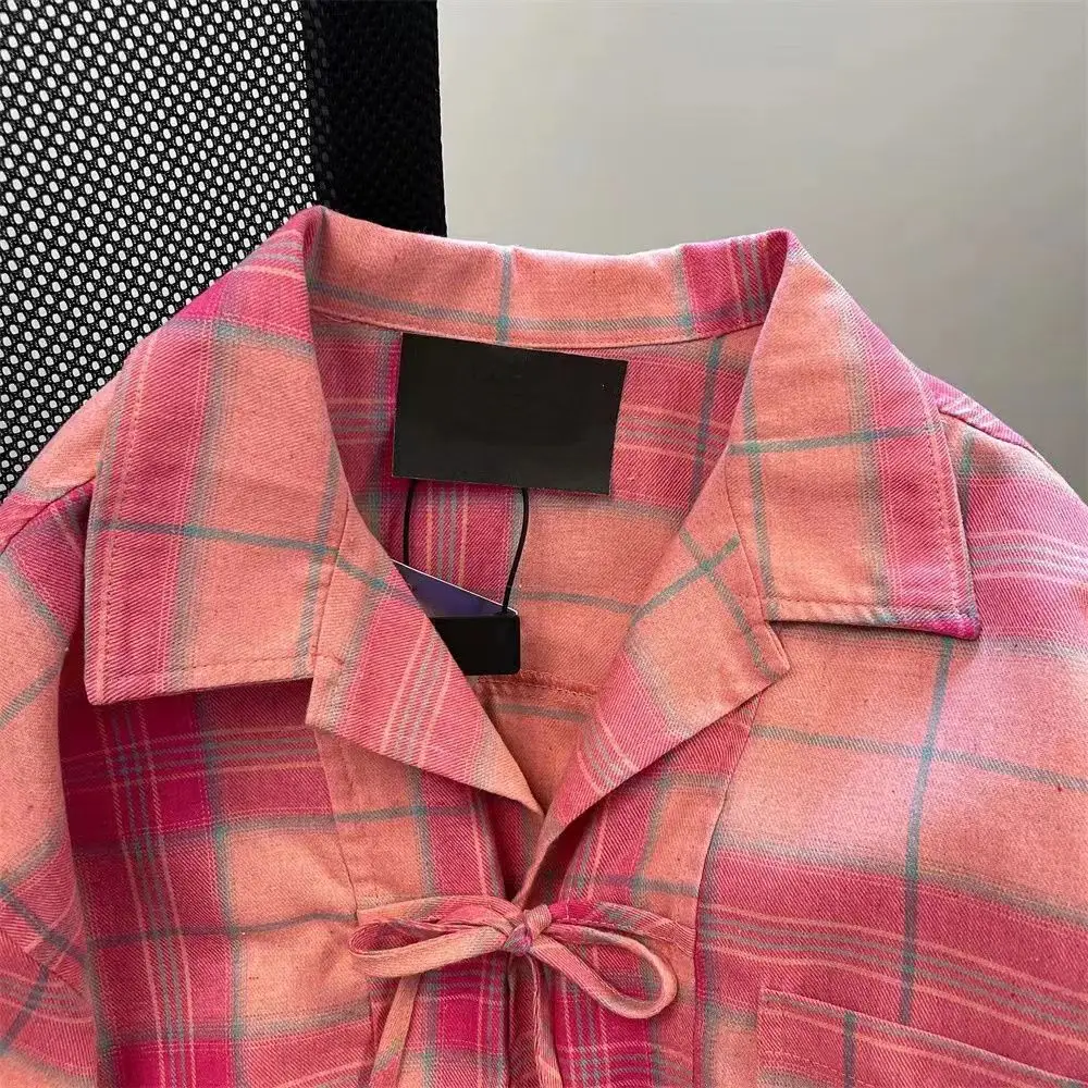 Y2k American Vintage Pink Plai - Y2K Winter Clothing ulasan dan harga